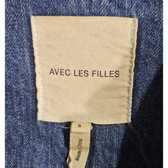 Avec Les Filles S Follow Me Jean Jacket Long Line Aged Denim Boho - Picture 3 of 9